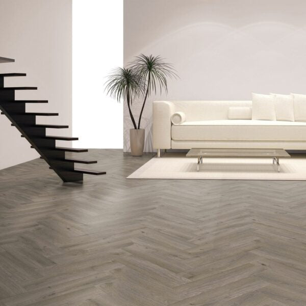 Victoria Flint Grey Herringbone LVT Flooring Universal 55 Luxury Vinyl 50762 01