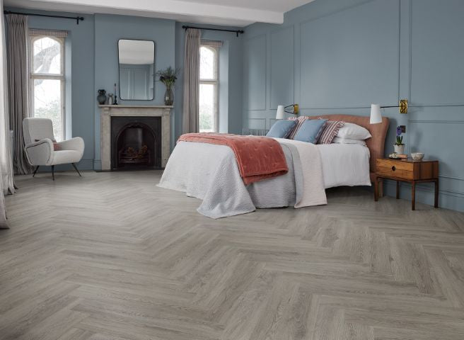 Victoria Flint Grey Herringbone LVT Flooring Universal 55 Luxury Vinyl 50762 01