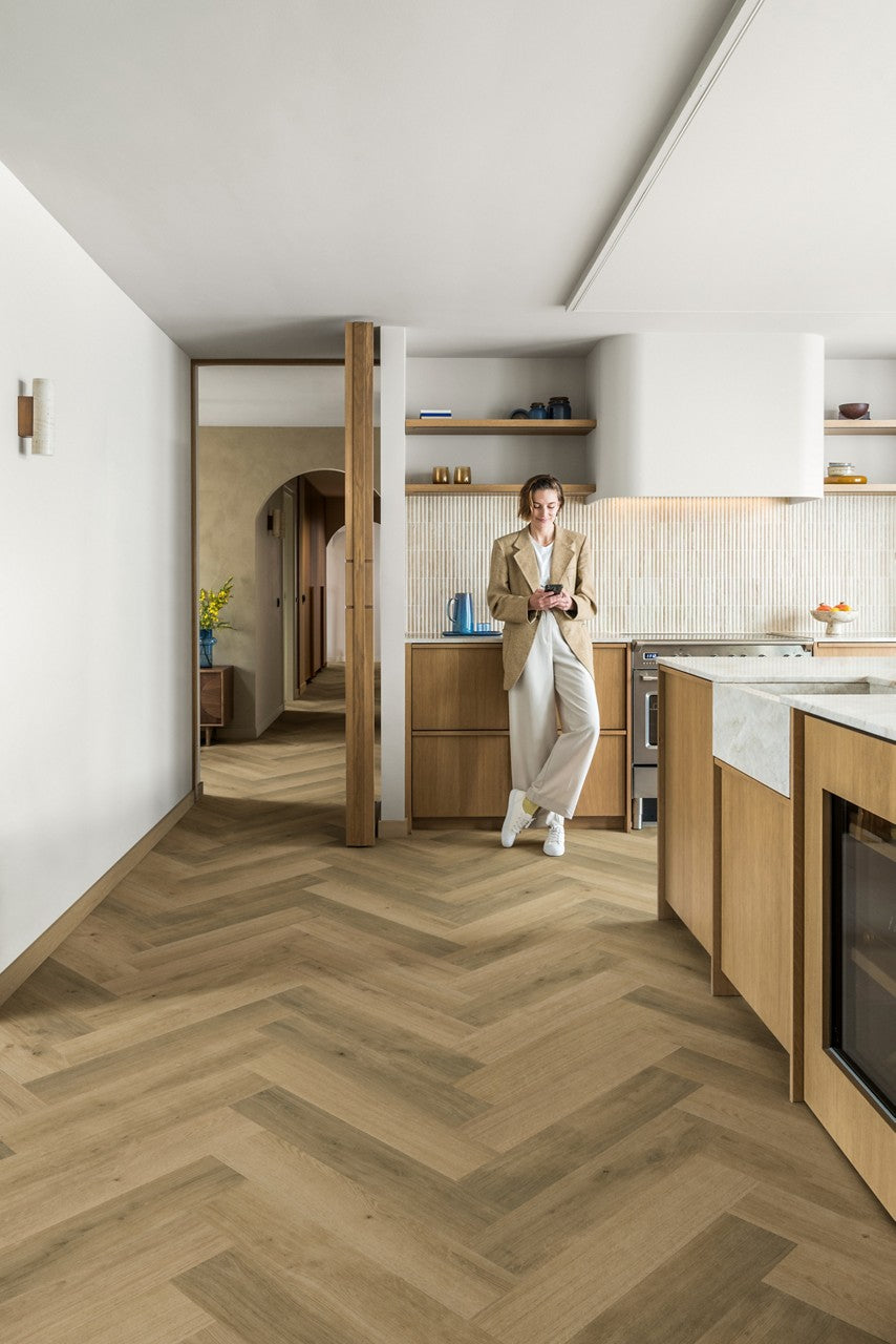 Quick-Step Impressive Design Charred Oak Herringbone Laminate Flooring - IMD8245